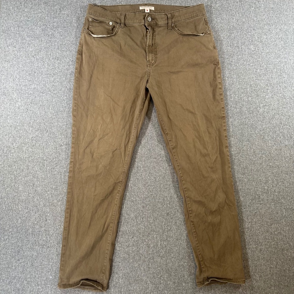 Lucky Brand 412 Athletic Slim Mens Jeans 38x32 Brown Stretch Pants Tapered Fit